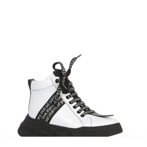 ILVI Leather Rita Boots Sneakers Women's Sz 7.5 38 Chunky High Top Blk White
